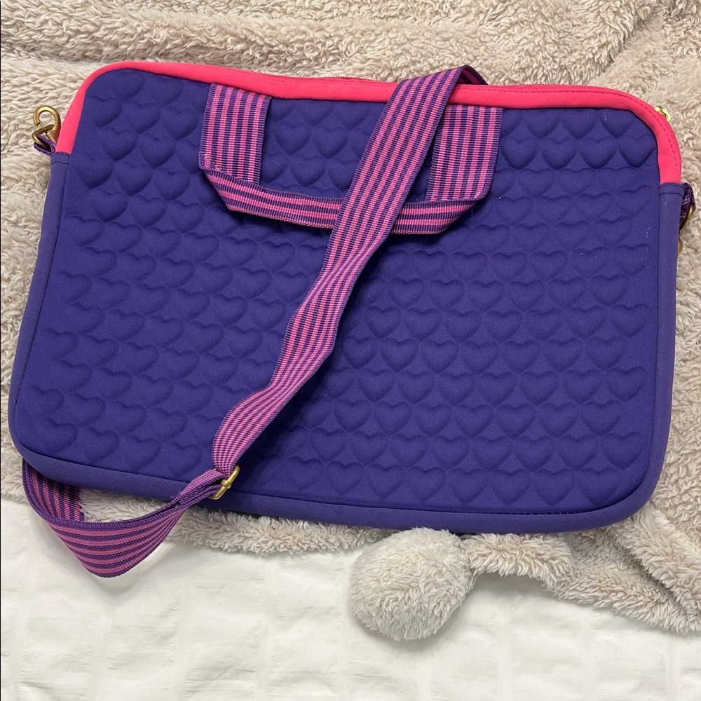 Justin Bieber Purple Quilted Laptop Bag with Pink Accents 14 inch
